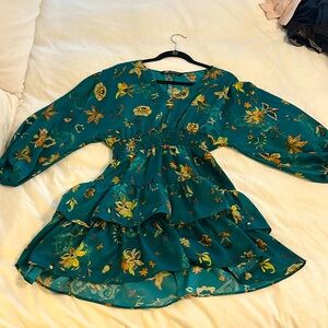 Zara silky floral pattern dress size medium